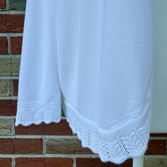 CJ Banks Scalloped Edge Eyelet White No Close Cardigan Sweater ⛄️ - Picture 3 of 12